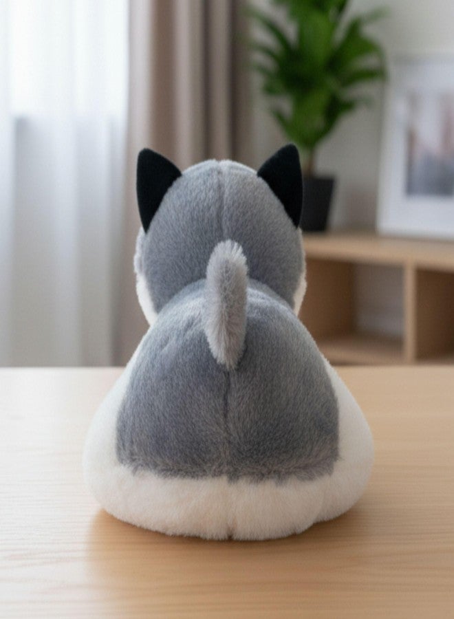 تيكلز كلب هاسكي موسيقي يصدر صوت نباح، لعبة حيوانية محشوة ناعمة للأطفال من الأولاد والبنات، هدية عيد ميلاد (اللون: أبيض ورمادي، الحجم: 28 سم) - Image 5